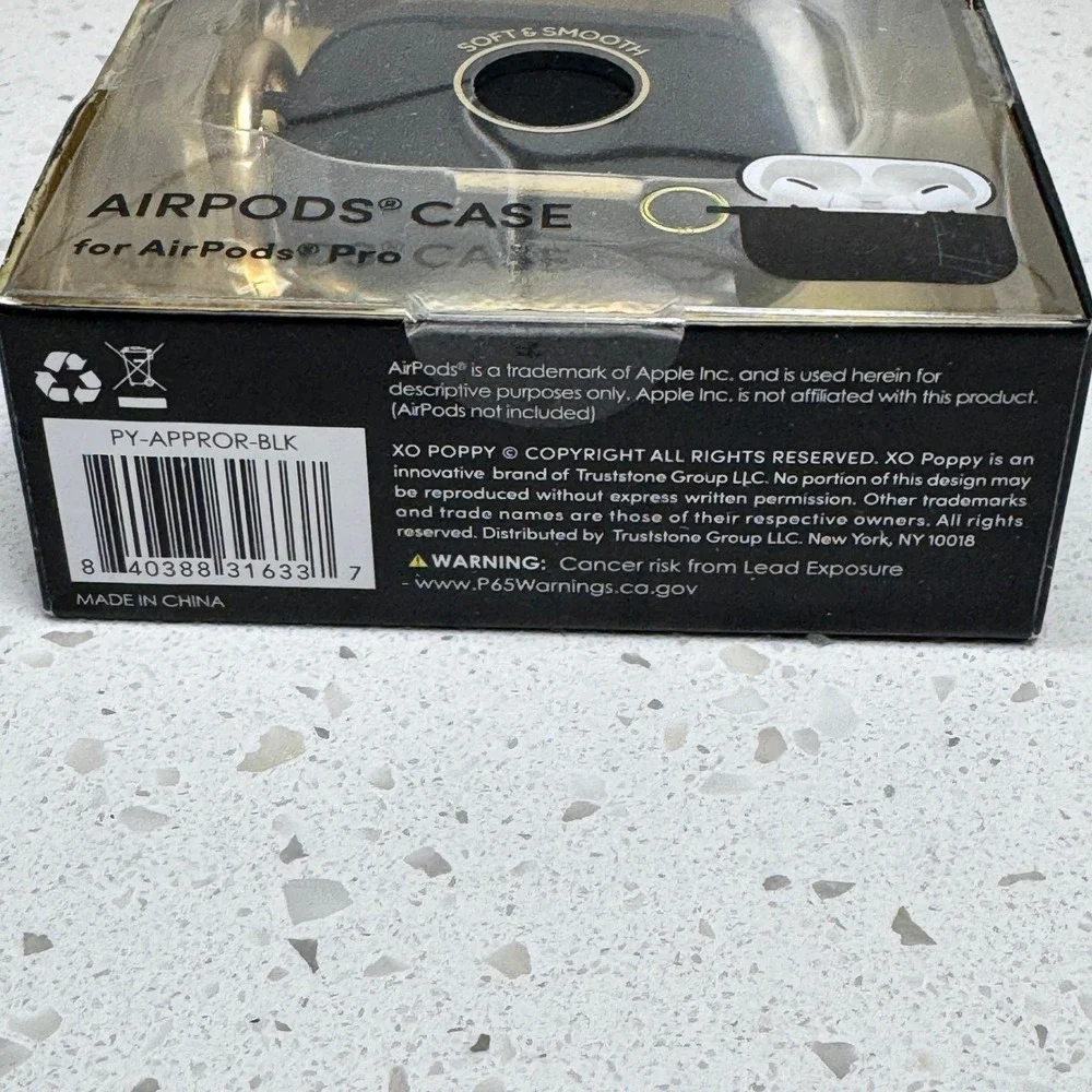 XO Poppy Midnight AirPods Pro Case Black Soft‎ Touch Shockproof NIB